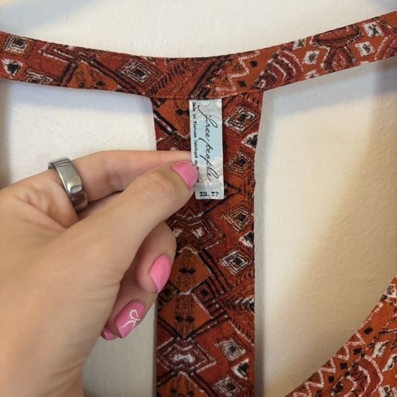 Free People‎ Orange Sundown Babydoll Dress Aztec Boho Western Cowgirl XS - Picture 2 of 7